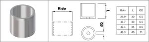 Handlaufsteckrohr verdeckt 26.9 mm geschliffen 1.4301 - INOXTECH-Handlauf-/Geländer-System