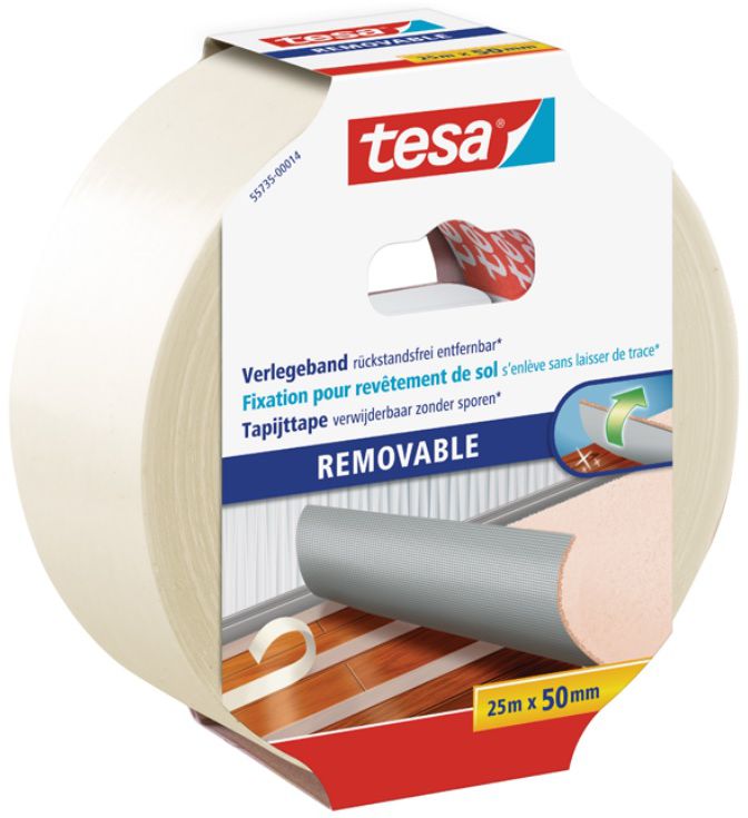 TESA Verlegeband, rückstandsfrei entfernbar B= 50mm, L= 25m, 55735 - Kleben
