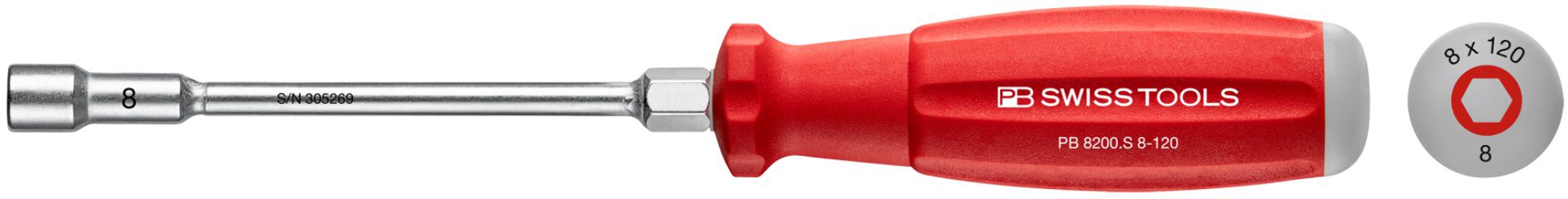 PB Steckschlüssel, SWISS-GRIP PB 8200, Gr.7, L= 100/205mm, für M4 - Steck- und Drehmomentschlüssel