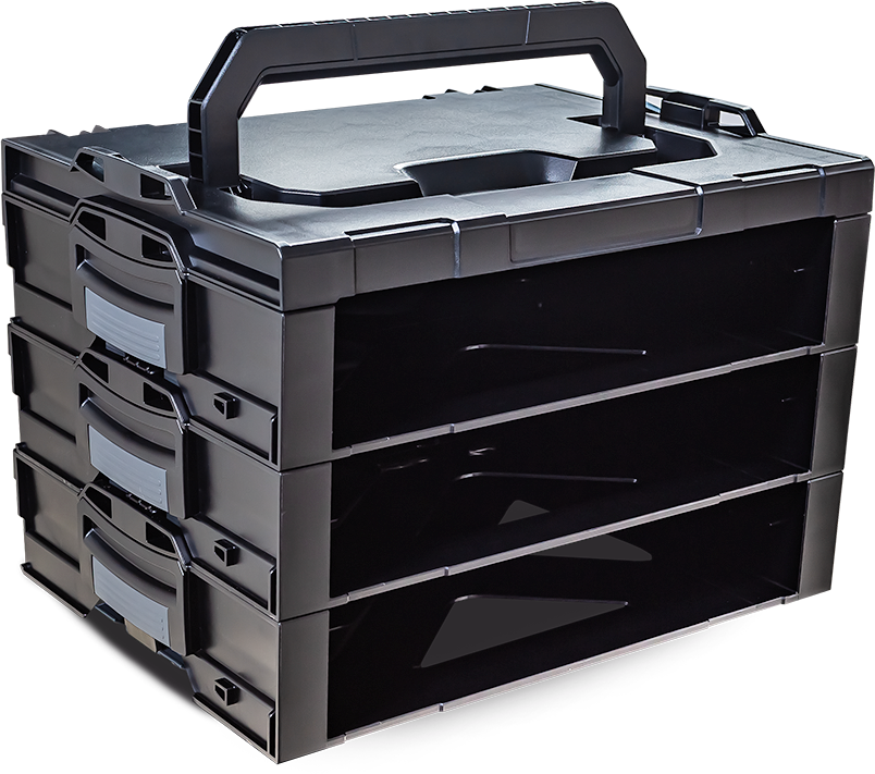 i-BOXX Rack 3er Block BSS schwarz / anthrazit B445 x T342 x H301 Gewicht 4.3 kg ohne Schubladen, - Werkzeugkoffer,Sortimentskoffer,Behälter