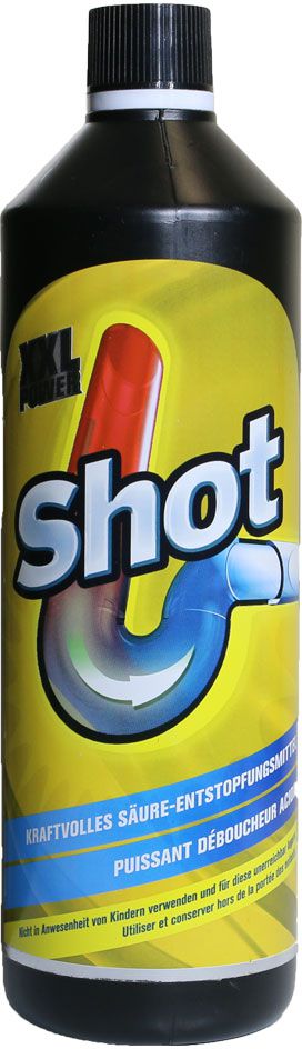 SHOT Abflussentstopfer Flasche à 1000ml, für Küche, Bad und WC - Reinigung