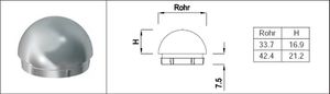 Rohrkappe rund 33.7 mm geschliffen 126587 - INOXTECH-Handlauf-/Geländer-System