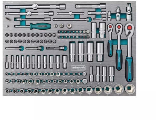 TECHNOCRAFT Werkstattwagen Swiss Team XL mechanic "775 tlg. , 1/4"" + 3/8"" + 1/2"" , 8 Schubladen, - Schlüsselwerkzeuge