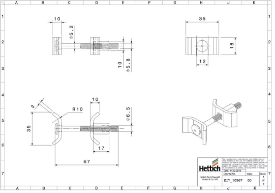 Hettich Plattenverbinder verzinkt, 65 x 20mm, Spannbereich 60-74mm, à 2 Stk - Diverse Möbelbeschläge und Zubehör