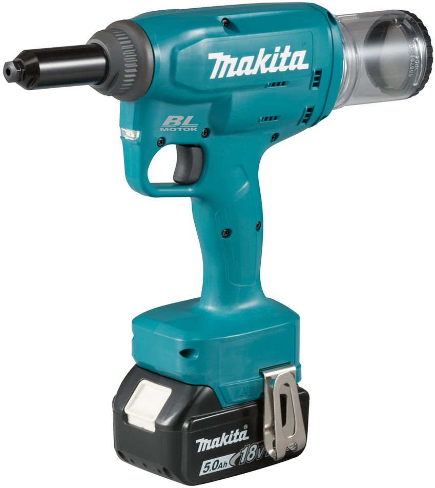 Akku-Nietmaschine DRV150ZJ 18V, Ø2.4 bis 4.8 mm, 4 Mundstk., solo im Makpac-B - Makita Elektrowerkzeuge