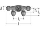 Unterputz-Geradsitz-Verteilventil 4-fach Eingang von hinten 16 x 3/4" 5444.000 - JRG Sanipex-Rohre und Formstücke