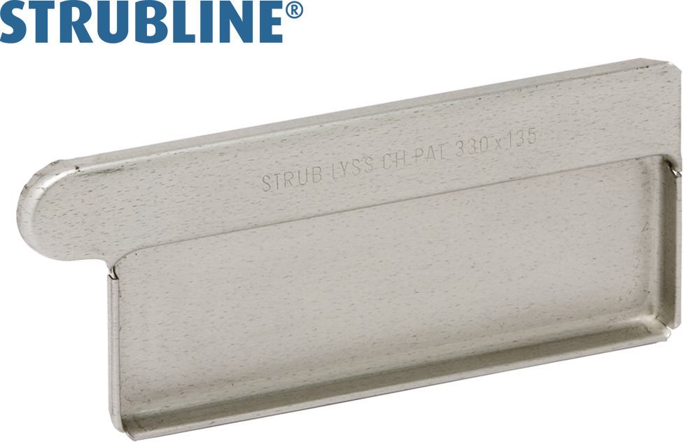 Anklemmboden links eckig 330 mm 129 "Strubline" - Uginox Spenglereihalbfabrikate