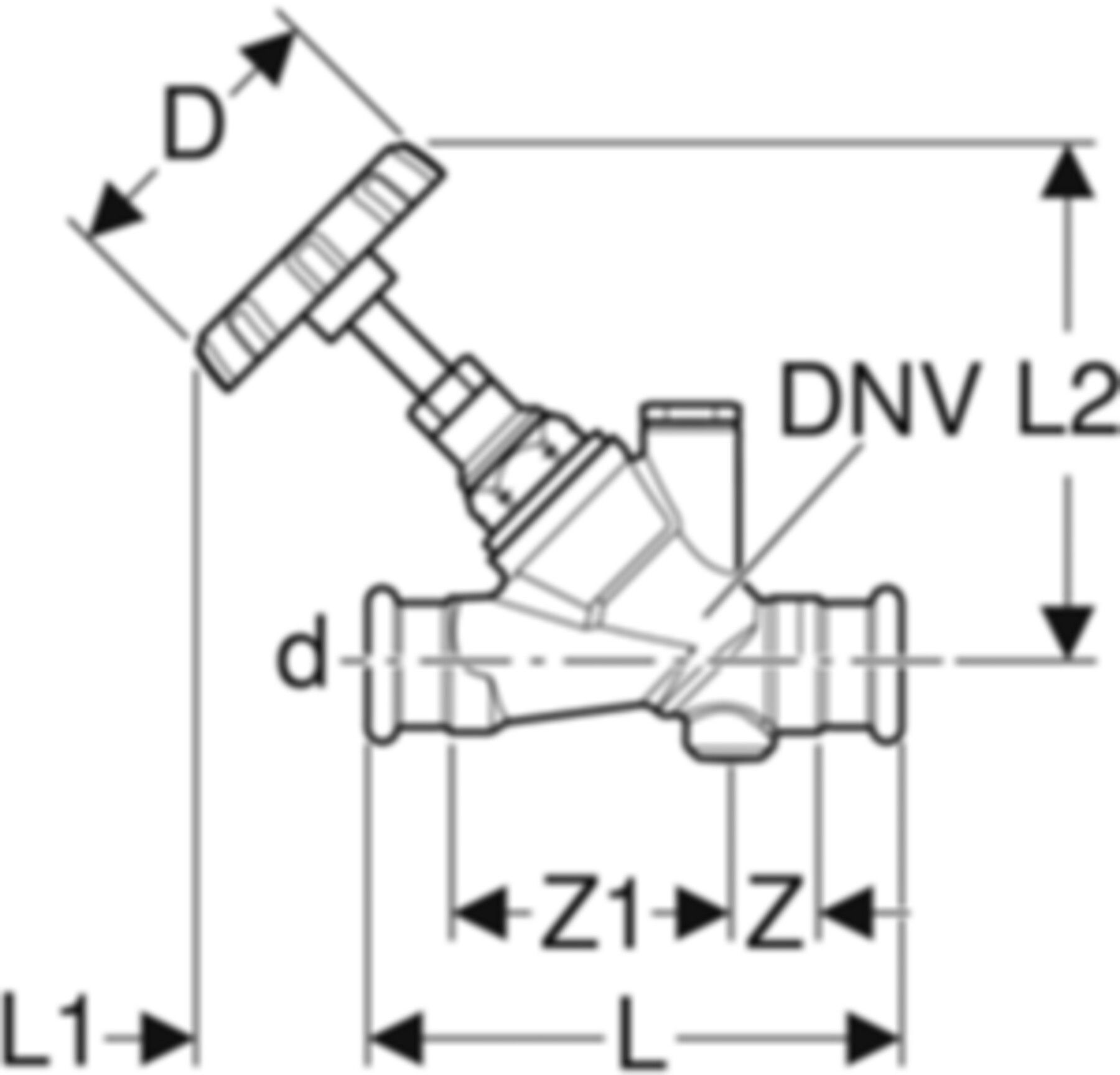 Mapress Schrägsitz Absperrventil d 15 94882 - Geberit Systemventile / Armaturen
