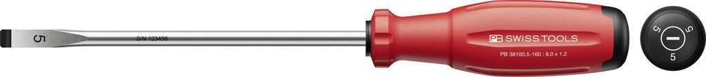 PB Schraubenzieher, SwissGrip Evo, Schlitz PB 38100,  Gr. 5, L=160mm - Schraubenzieher