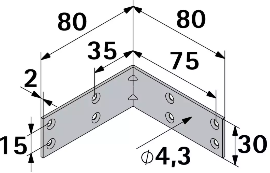 Hettich Verbindungswinkel verzinkt, 80 x 80 x 30 - Diverse Möbelbeschläge und Zubehör