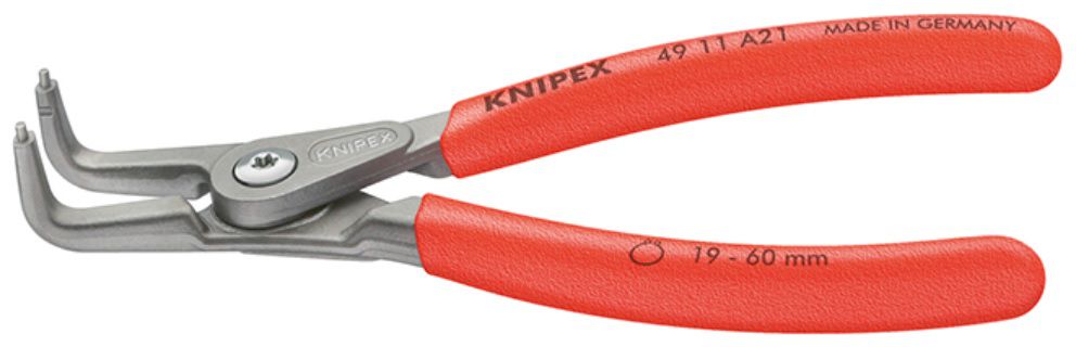 KNIPEX Sicherungsringzange, gekröpft 4921, Gr.A21, L= 165mm, für 19 - 60mm - Zangen, Schneiden
