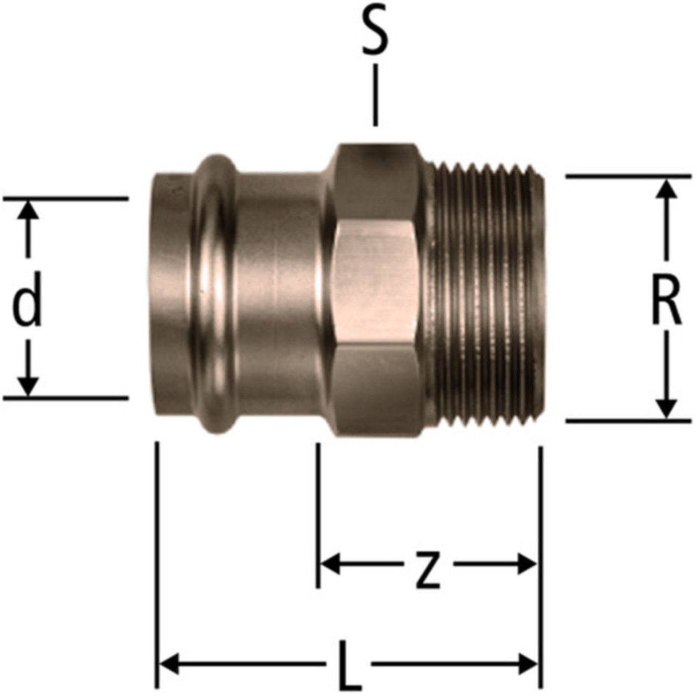 Übergang mit AG 22 x 3/4" 81035.25 - Nussbaum-Optipress-Rotguss-Fittings