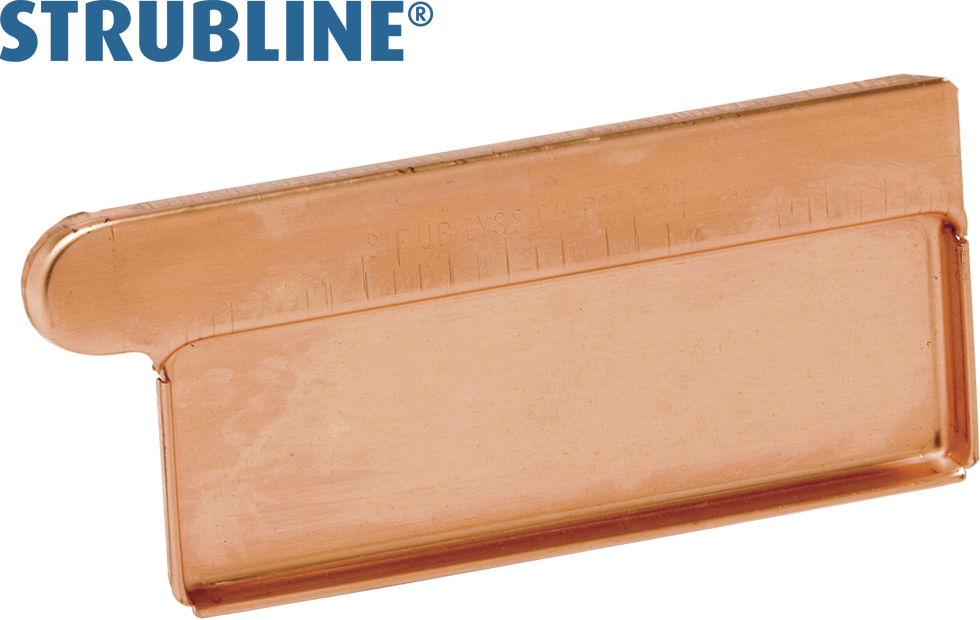 Anklemmboden links eckig 250 mm 129 "Strubline" - Kupfer Spenglereihalbfabrikate