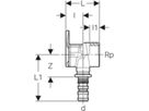 Anschlusswinkel 90° 20mm- 3/4" L1=52mm unterputz 602.294.00.5 - Geberit-Mepla-Formstücke