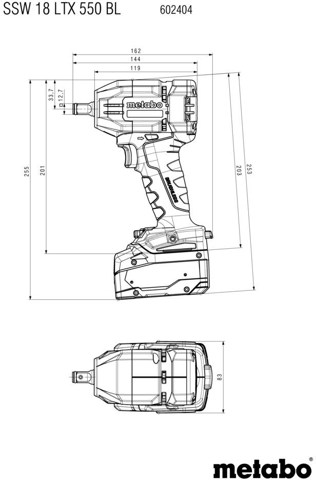 Akku-Schlagschrauber SSW 18 LTX 550 BL 18V, 2x 4.0 Ah , 550Nm, 1/2", metaBOX - Metabo Elektrowerkzeuge