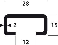 DIN 17118, schwarz, ungeschlitzt 28/15/12/2.0, 5B - Kaltgerollte Ankerschienen S235JR