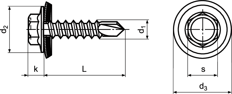 Fassadenschr m Scheibe JT-2 St vzb BN6031 6,3x19/16 - Fassadenschrauben