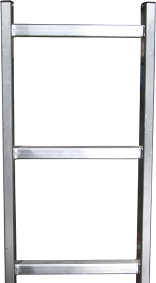 HB Systeme Typ 189 aus Alu, Innenb.=30cm L=4.60m, 17 Sprossen,exkl.6 Wandkonsolen - Schachtleitern