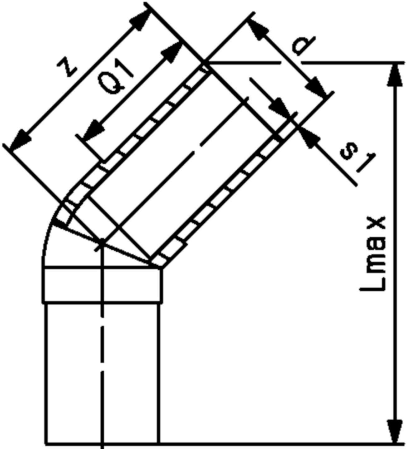 Winkel 45° PE100 S5 PN 16 d 20mm 753 151 006 - PE100 Stutzenformstücke langschenklig