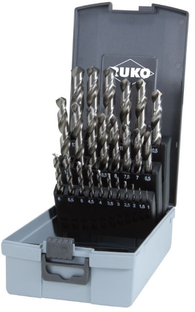Ruko Spiralbohrer-Satz, 25-tlg. Ø1.0-13.0 x 0.5mm, HSS-G, ABS-Box - Bohren
