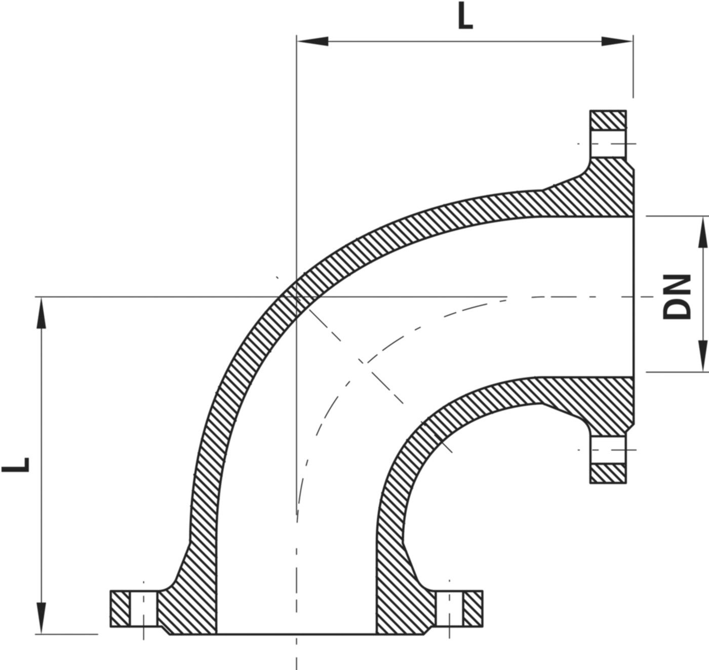 Flanschen-Bogen 90° PN 10 8530 DN 200 - Hawle Flanschformstücke