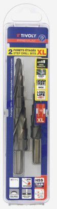 TIVOLY Stufenbohrer XL HSS tialN TSP Spitze Schaft 10 , 1x 5 - 16 mm , 1x 8 - 22mm im Blister - Bohren