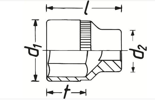 HAZET 6kt.-Steckschlüssel-Einsatz 880LG-12mm,  3/8"" , L:54mm, D:17mm - Steck- und Drehmomentschlüssel