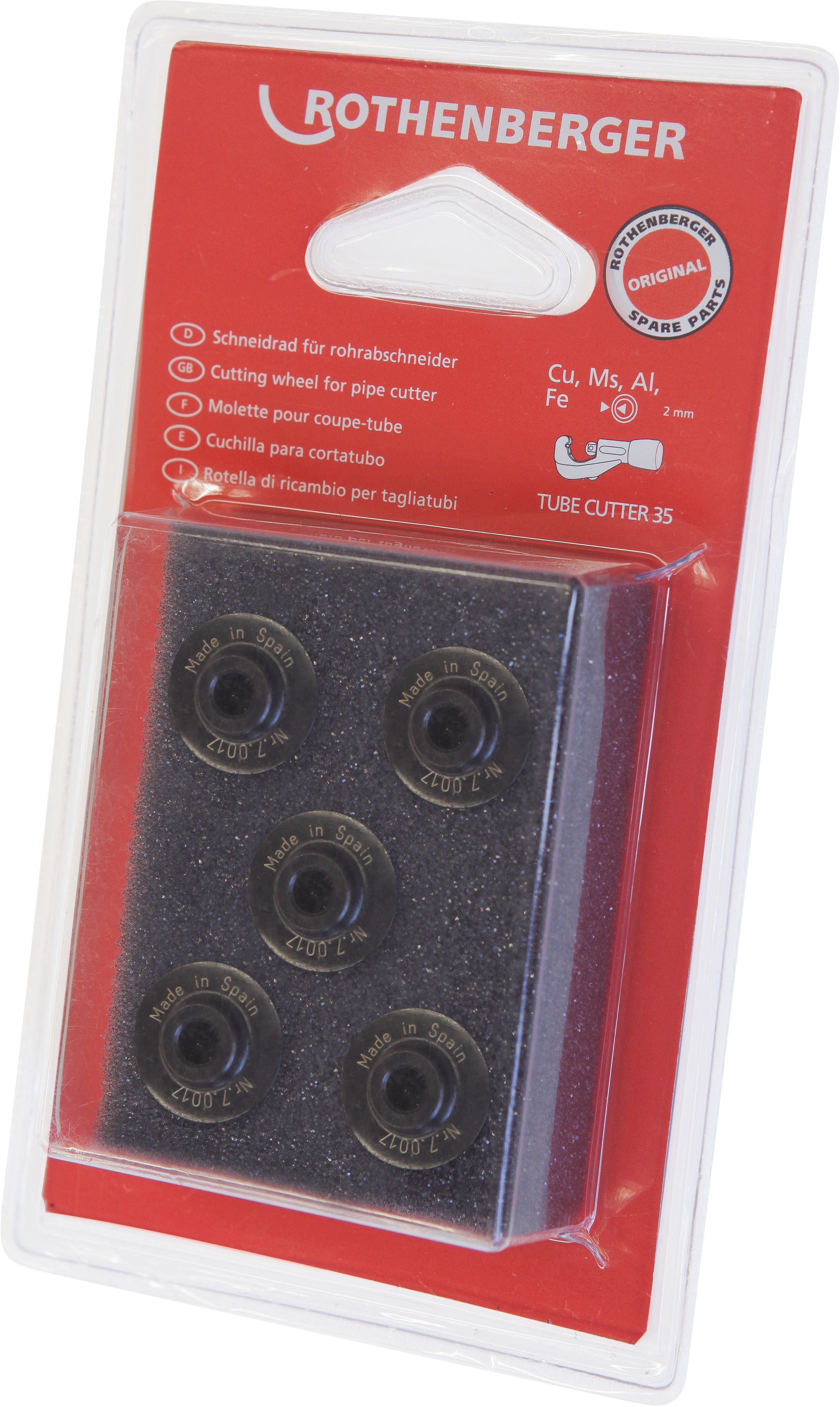 ROTHENBERGER Schneidrad, zu Div.Modellen, à 5 Stk. 7.0017D, Ø-I=4.8mm,B= 5.95mm,Ø-A= 18.5mm - Sanitärwerkzeuge
