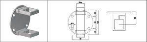 Pfosten-Klemmhalter runde Form 40x40 mm geschliffen 1.4301 Plattendicke 5 mm - INOXTECH-Handlauf-/Geländer-System