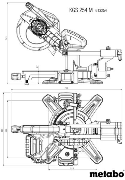 Kappsäge mit Zugfunktion KGS 254 M Ø 254mm Blatt, 1800W, Schnittmasse 305 x 92mm - Metabo Elektrowerkzeuge