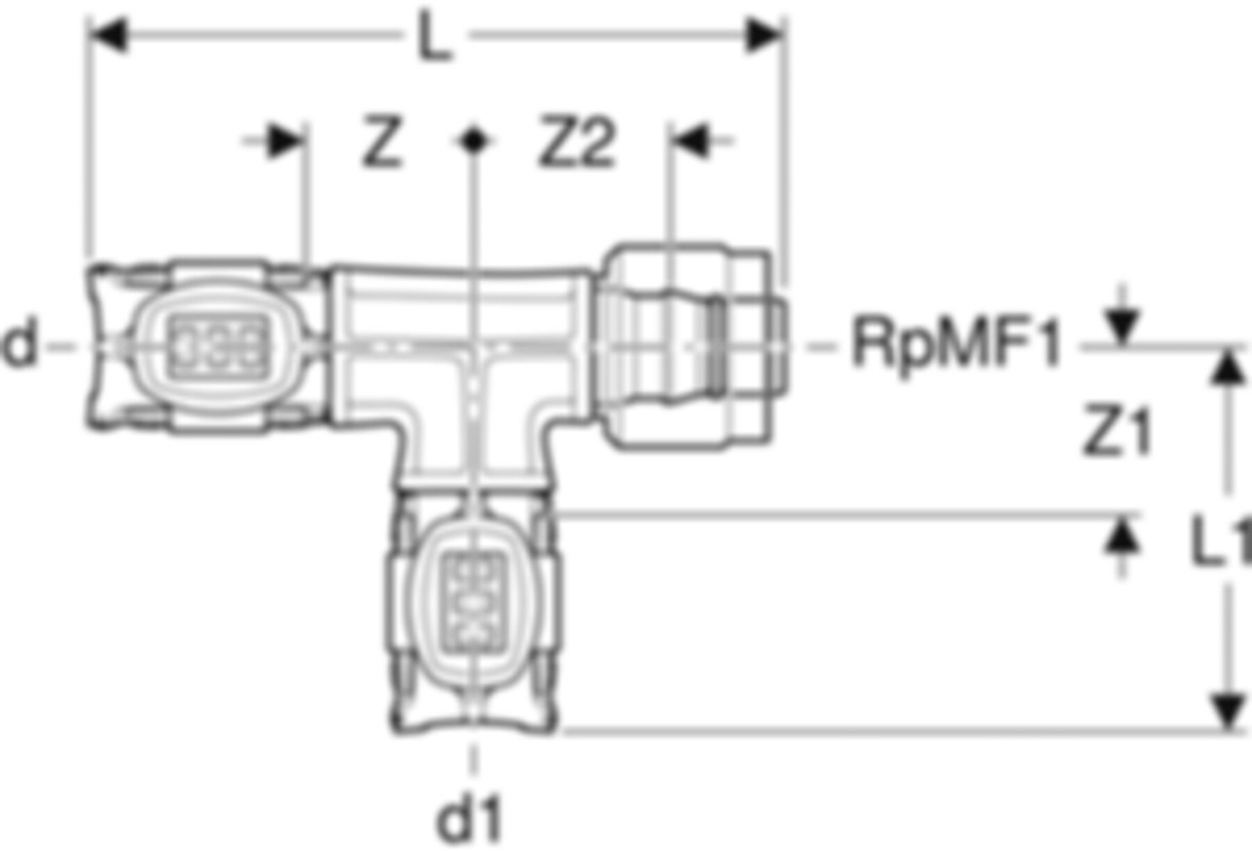 T-Stück 16mm-16mm-1/2" 620.780.00.1 mit MasterFix - Geberit FlowFit-Rohre/Formstücke
