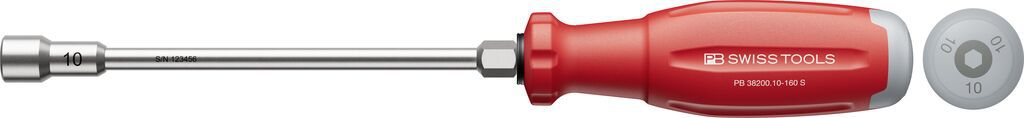 PB Steckschlüssel, SwissGrip Evo , m. 6 kt. PB 38200 , Gr. 10 , L=160mm - Schraubenzieher