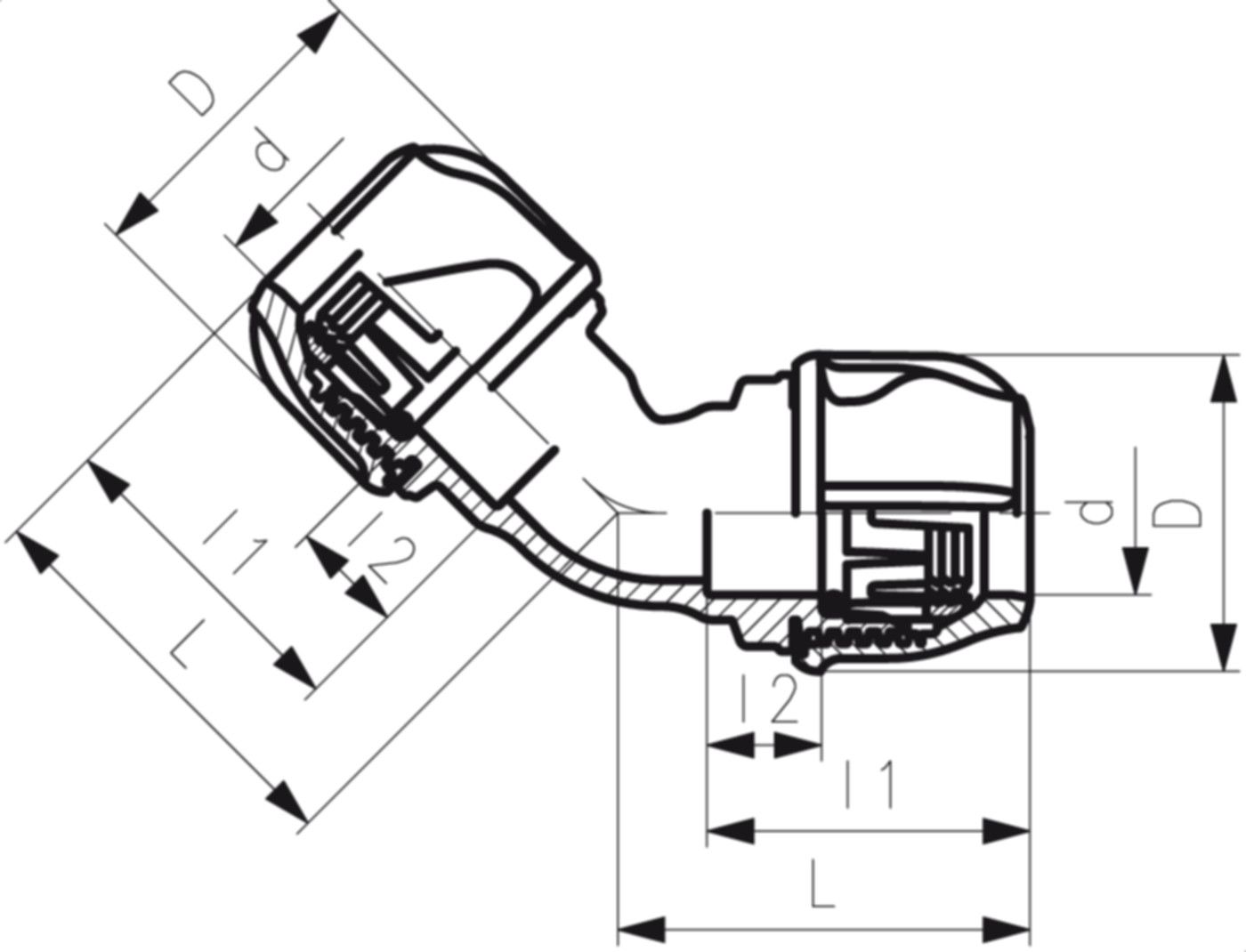 Winkel 45° d 32mm 158 400 018 - GF iJoint-Klemmverbinder