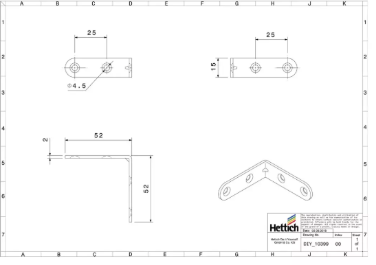 Hettich Stuhlwinkel verzinkt, 15 x 50 x 50mm, Stärke 2mm - Diverse Möbelbeschläge und Zubehör