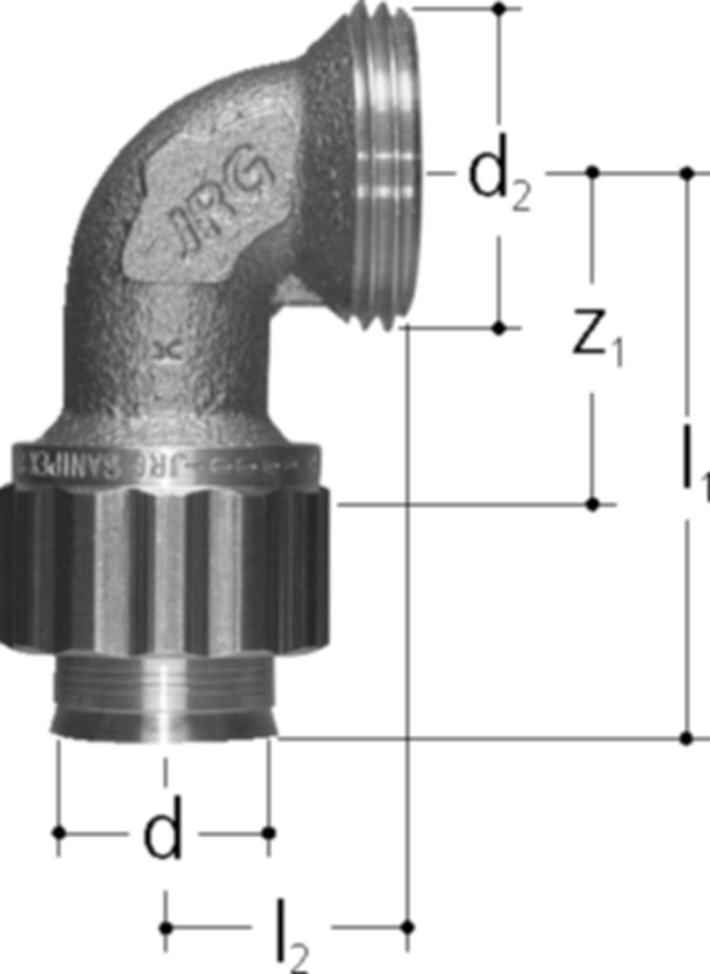 Bogen auf Verteiler d 25 5523.025 - JRG Sanipex-Rohre und Formstücke