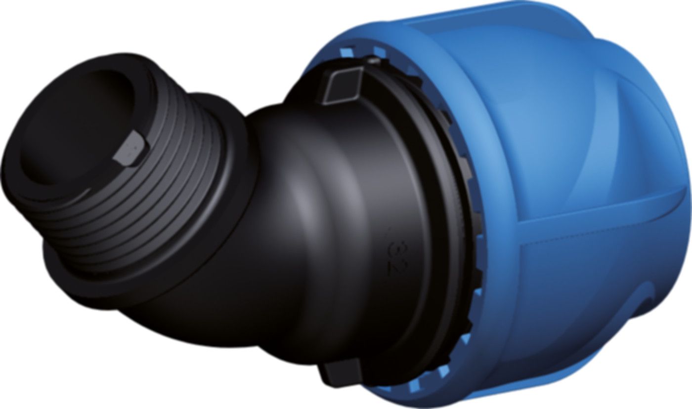 Übergangswinkel 45° mit Aussengewinde d 32mm - 1" 158 400 012 - GF iJoint-Klemmverbinder