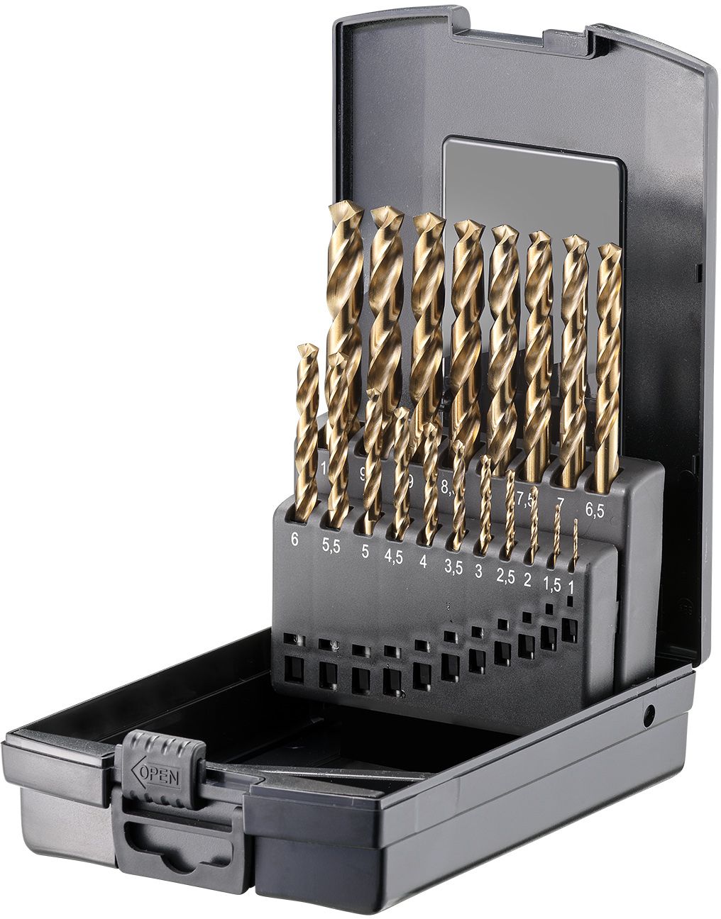 FORTEC Spiralbohrer Satz DIN 338, 19-tlg. Ø1.0-10.0 x 0.5mm, HSSE-Co5, Typ VA - Bohren