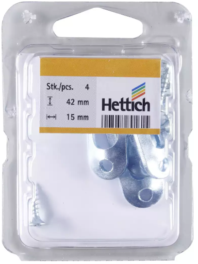 Hettich Universalaufhänger verzinkt, 42 x 15mm, à 4 Stk - Diverse Möbelbeschläge und Zubehör