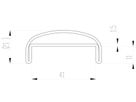 Handlaufprofil 48.5 x 21mm für Obergurt FLA 40x10mm, l = 6000 mm, CNS 1.4301 geschliffen E - INOXTECH-Handlauf-/Geländer-System