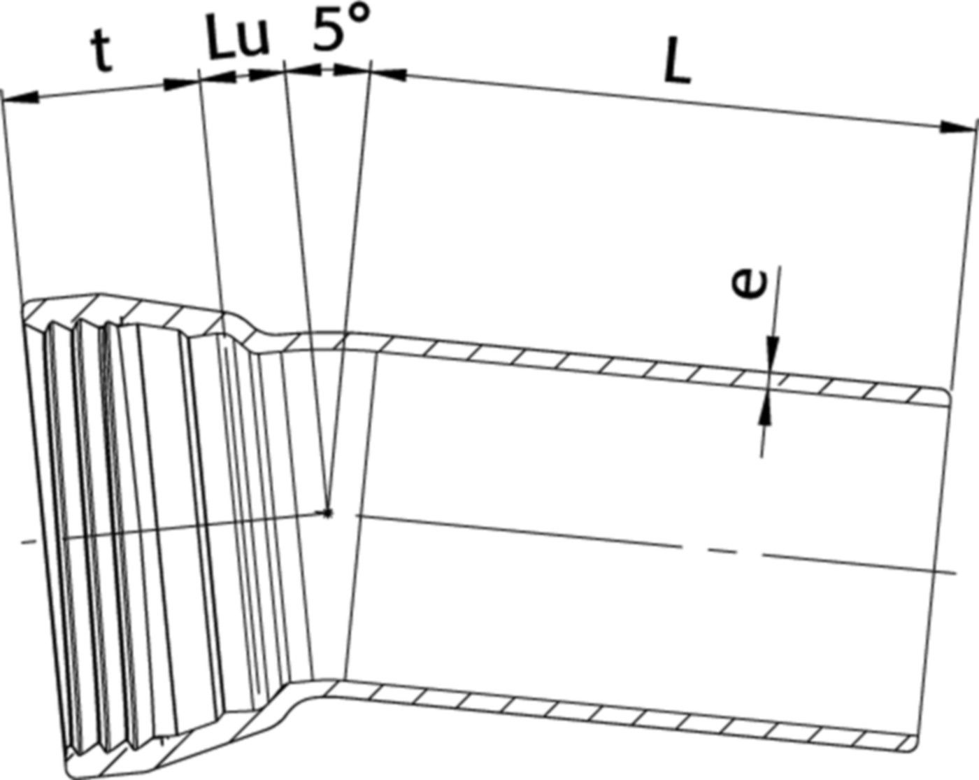 SM-Bogen 1M  MK 5°, mit Gleit- und Dichtring DN 200 - Wild Schraubmuffenformstücke