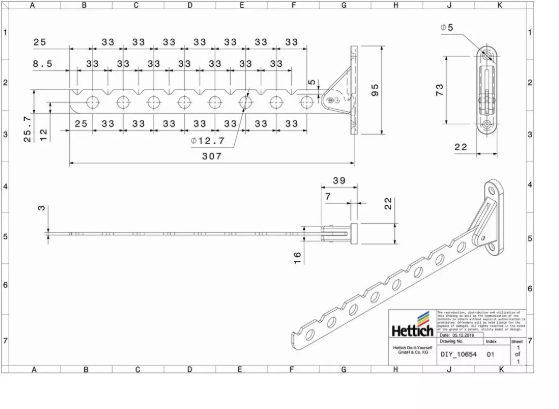Hettich Kleiderlüfter Weiss 310mm - Diverse Möbelbeschläge und Zubehör