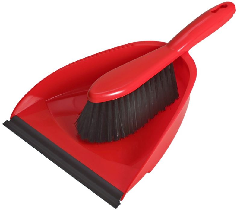 EBNAT Kehrgarnitur, aus Kunststoff Kehrichtschaufel + Bodenwischer, Rot - Reinigung