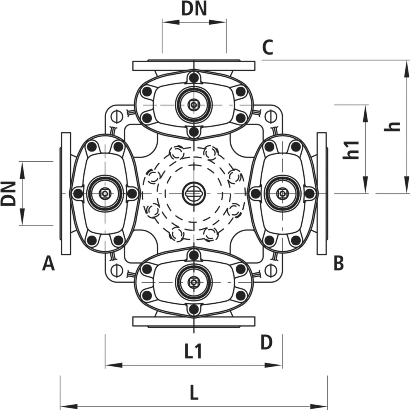 Combi-4 mit Flanschen Gas PN 5 4405 DN 100 - Hawle Armaturen