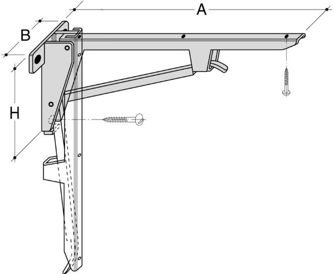HEBGO Klappkonsolen, verzibkt KL/480mm, Tragkraft 75kg - Konsolen Hebgo