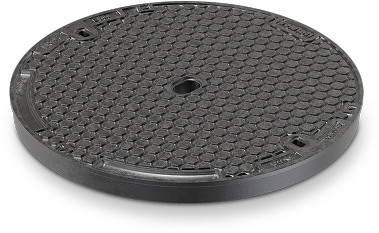 Fig. 2687 061 43 Guss E600 SUISSEROLL NIVROLL mit Verschluss o. Dämpfungseinlage, Pickelloch - Schachtabdeckungen von Roll