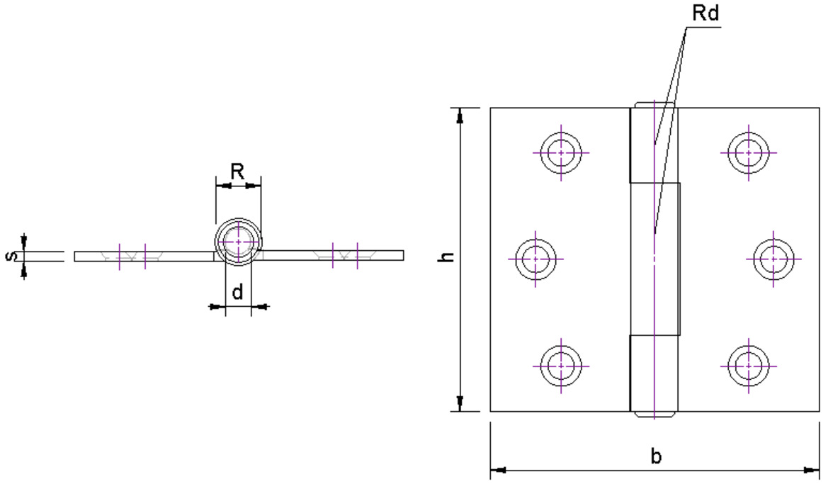 CHARMAG Scharnier schwer, mit losem Stift HxB=50x52mm, verzinkt - Scharniere, Verschlüsse und Zubehör