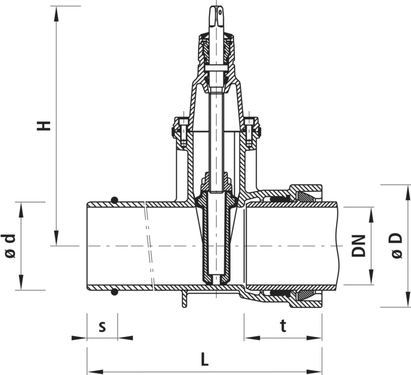 Steckmuffen-Schieber BLS mit SRM 4029 DN 100 - Hawle Armaturen