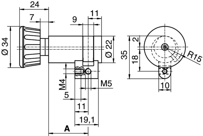 KABA Drehknopf-Halbzylinder Typ M1514D 32.5743.5mm, ohne Schlüssel - Kaba 8, Lagerprodukt