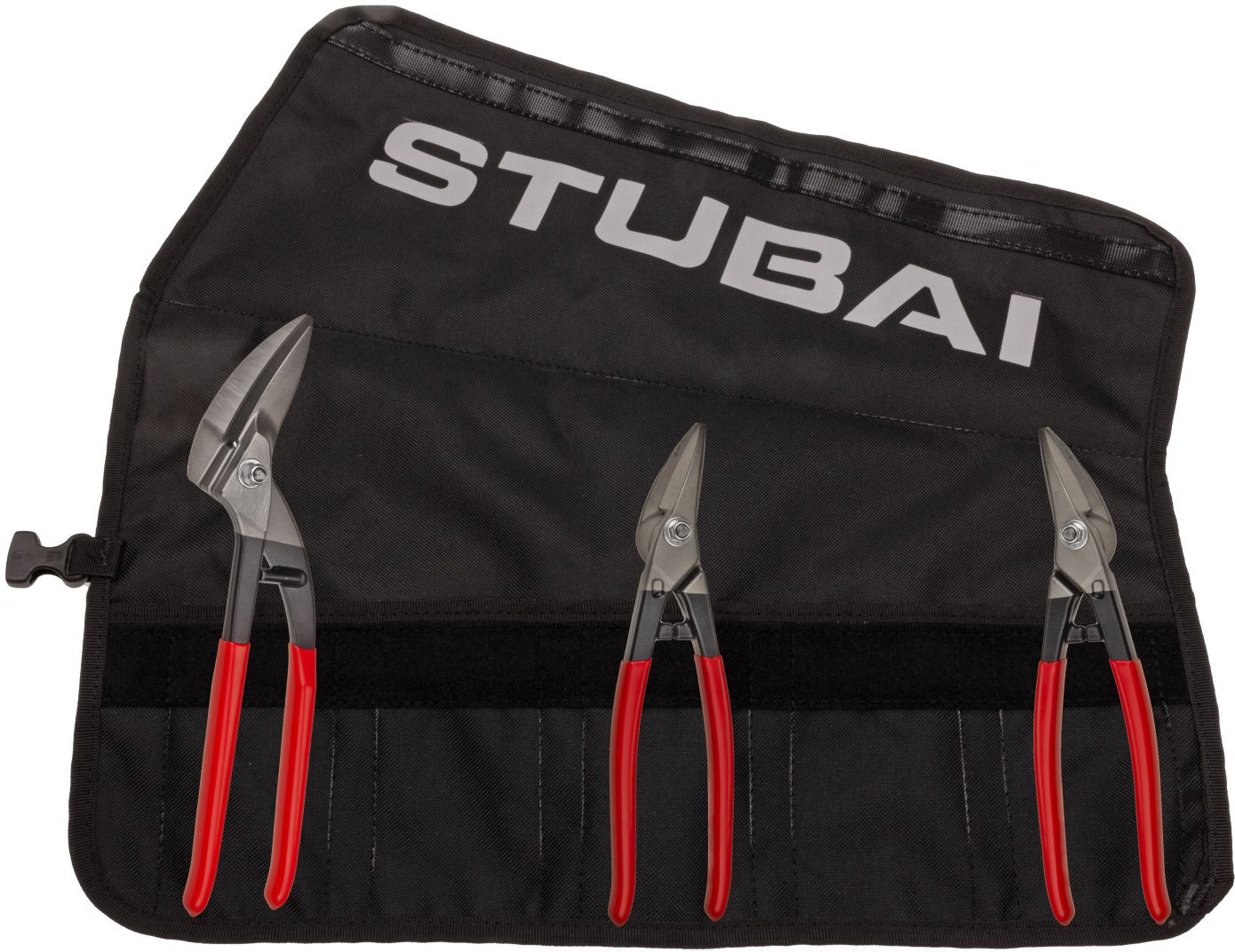 STUBAI Mini Scheren-Set 3 tlg S2739 , PVC Isolierung in Rolltasche - Spenglerwerkzeuge