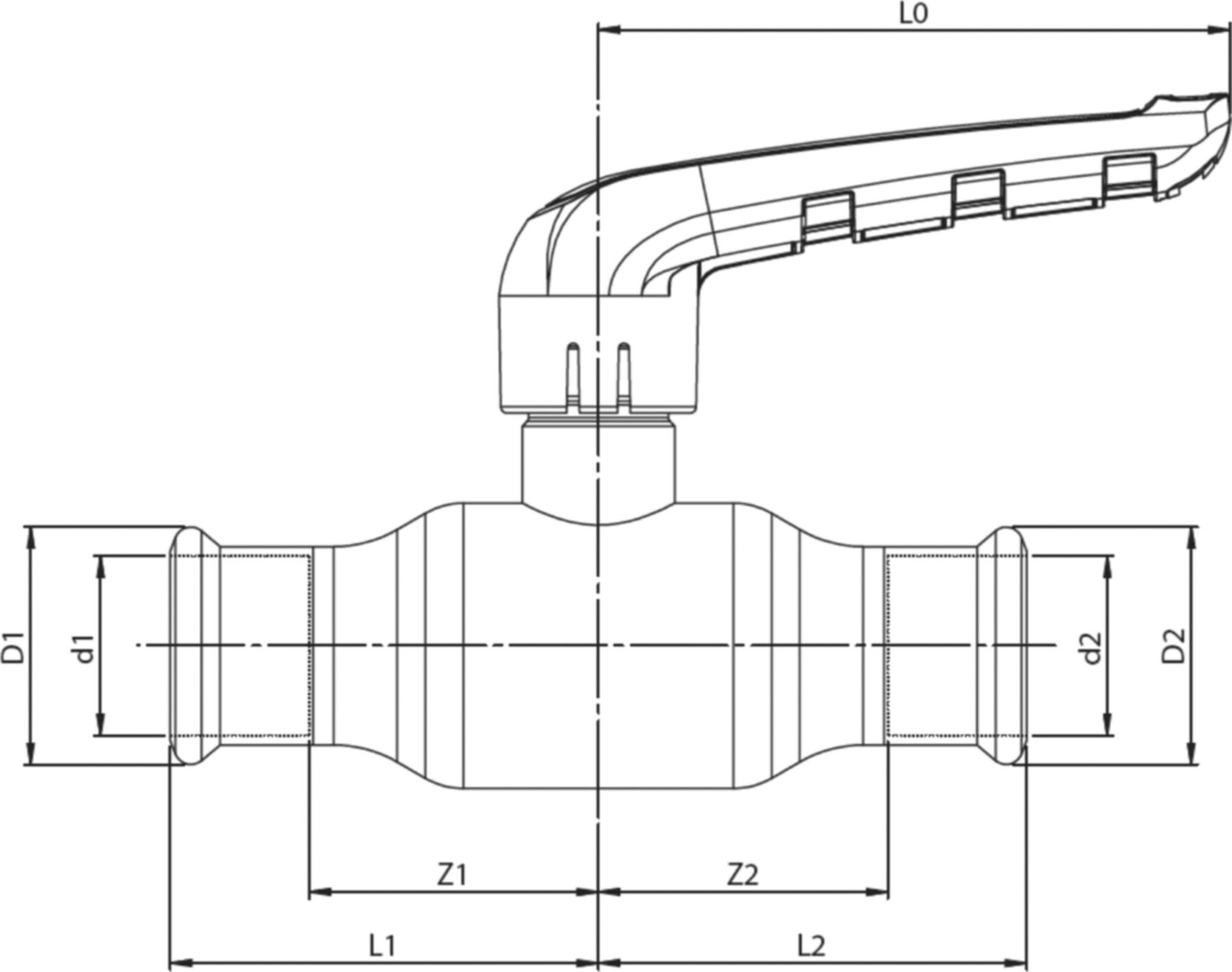 Press-Kugelhahnen kurze Spindel Fullflow BF101001 DN 15 / 18mm - Ballofix/Broen-Armaturen